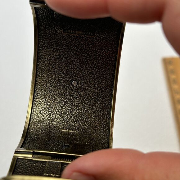 Heidi Daus Art Deco Wide Cuff Bracelet Black Leather Look Rhinestone Turquoise - Picture 8 of 10